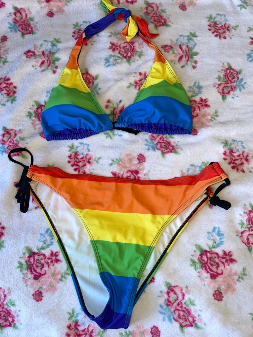 Rainbow Stripe Bikini Set - Vibrant Multicolor